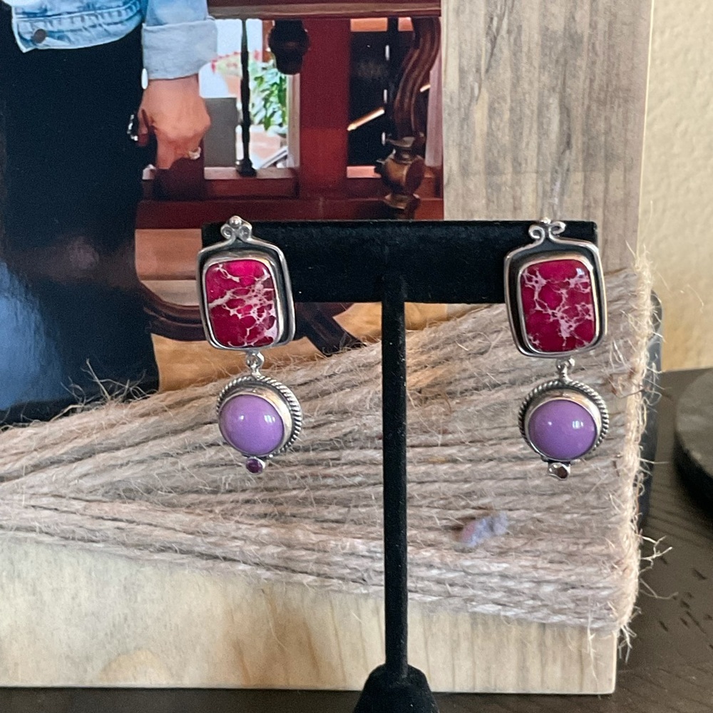 Red and Purple Statement Earrings